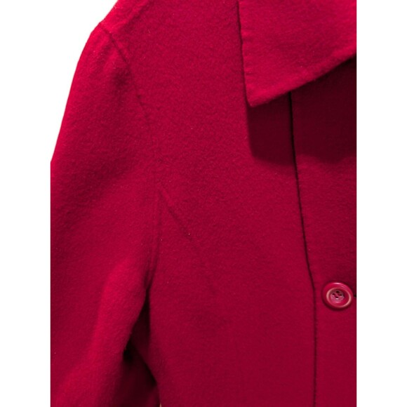 Vintage Red 100% Boiled Wool Coat- Medium, Carole Little, Button Front, Collared - Picture 4 of 11